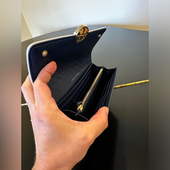 NWT Authentic Luxe Minimalist Tory Burch Duet Woven Envelope Continental/Clutch - Picture 11 of 17